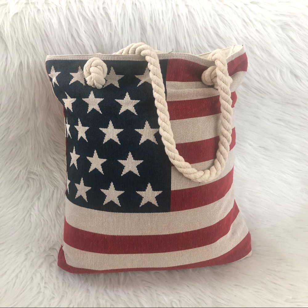American flag canvas/corduroy tote, medium